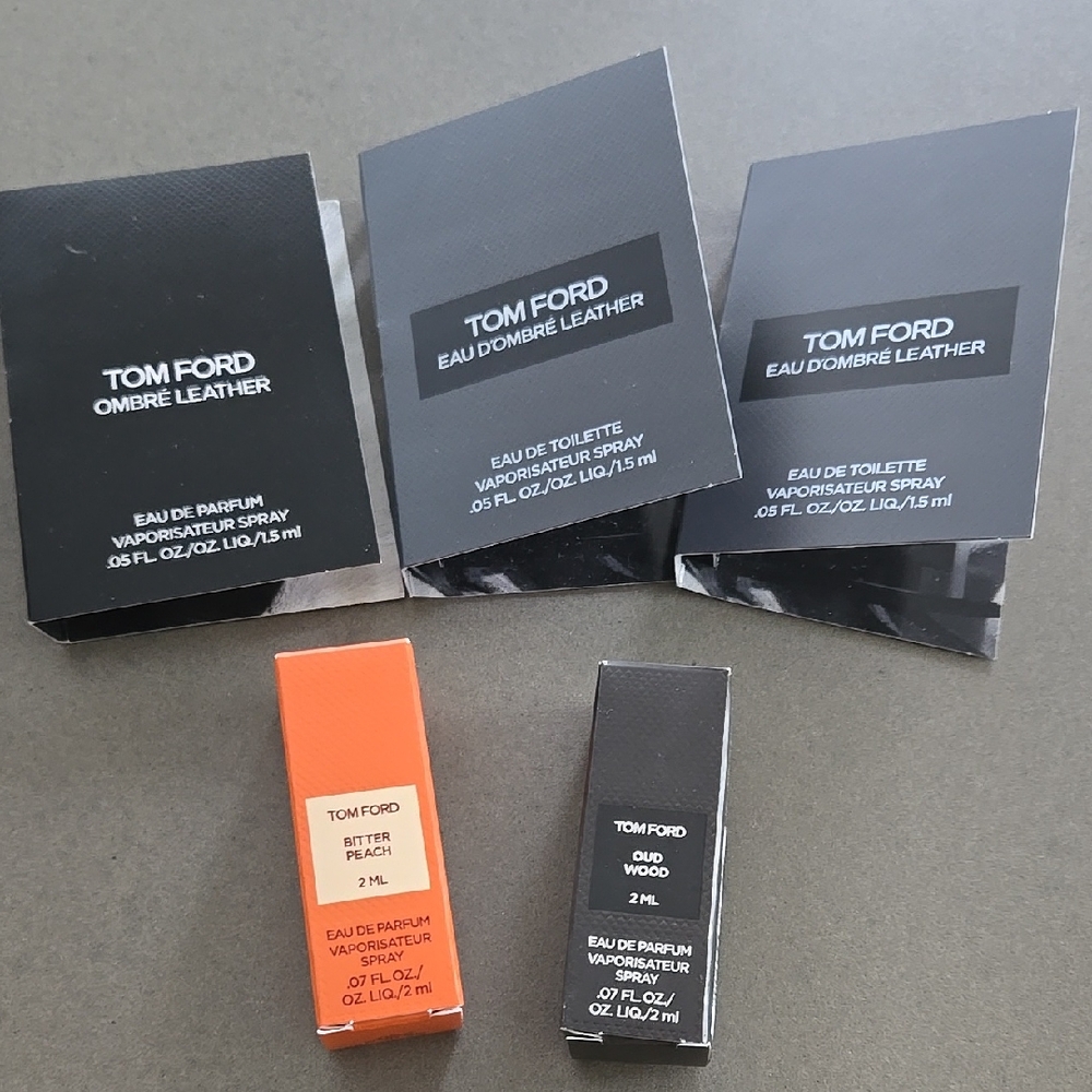 Tom Ford Sample Set OMBRE LEATHER, OUD WOOD, BITTER PEACH, EAU D'OMBRE LEATHER